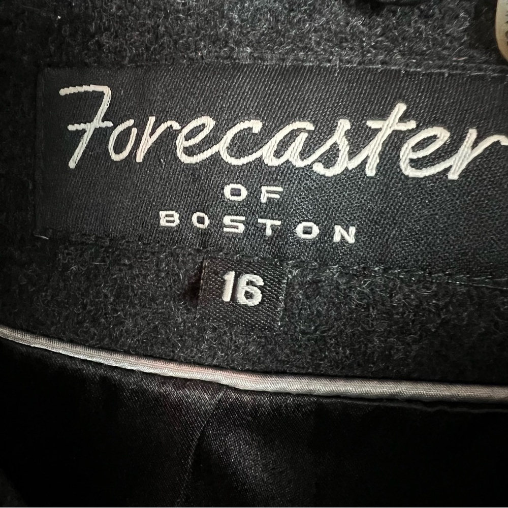Forecaster Lambswool Velvet Black Peacoat Coat Size 16 Fur Hooded Pockets - Picture 6 of 15